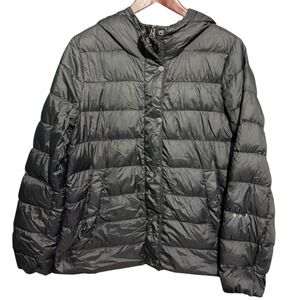 Eddie Bauer Jacket Womens Medium Solid Black Down Puffer Full Zip Waterfowl